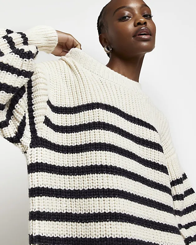 River Island Ecru stripe knit jumper mini dress< Dresses