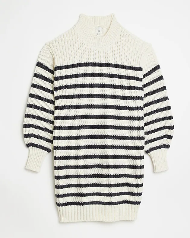 River Island Ecru stripe knit jumper mini dress< Dresses