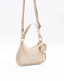 River Island Girls Beige Flower Shoulder Scoop Bag< Bags & Purses