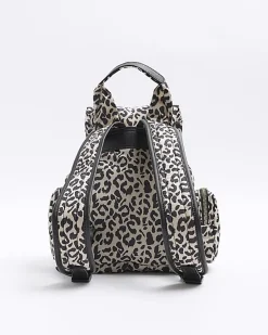 River Island Girls Beige Leopard Utility Backpack< Bags & Purses