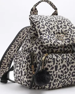 River Island Girls Beige Leopard Utility Backpack< Bags & Purses
