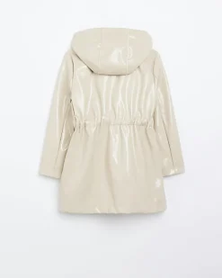 River Island Girls beige PU hooded trench coat< Coats & Jackets