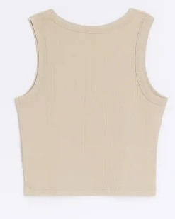 River Island Girls beige rib tank top< Tops & T-shirts