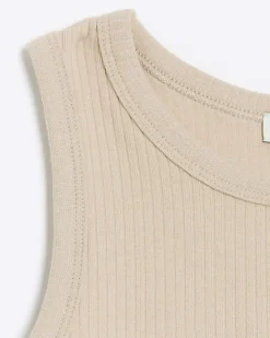 River Island Girls beige rib tank top< Tops & T-shirts