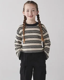 River Island Girls beige stripe knitted crop jumper< Jumpers & Cardigans