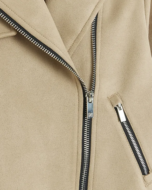 River Island Girls beige suedette biker jacket< Coats & Jackets
