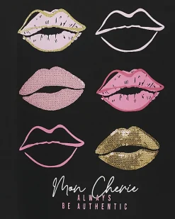 River Island Girls embellished lips t-shirt< Tops & T-shirts