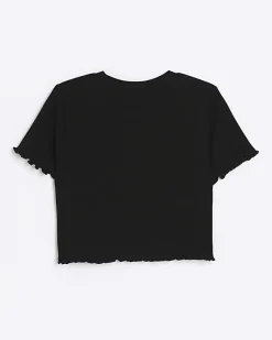 River Island Girls embroidered logo crop t-shirt< Tops & T-shirts