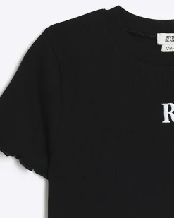 River Island Girls embroidered logo crop t-shirt< Tops & T-shirts