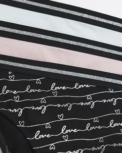 River Island Girls foil script briefs 6 pack< Pyjamas & Underwear