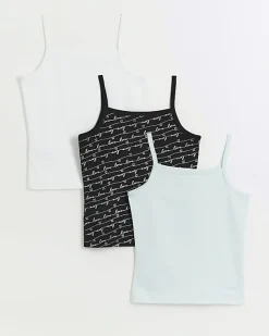 River Island Girls foil script vest 3 pack< Pyjamas & Underwear