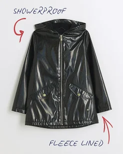River Island Girls glitter hooded rain coat< Coats & Jackets