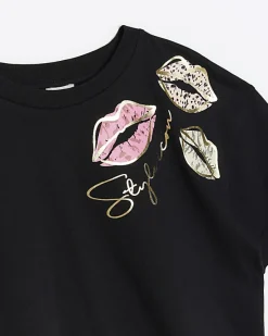 River Island Girls lips crop t-shirt< Tops & T-shirts