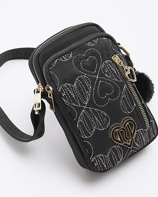 River Island Girls nylon heart pom festival< Bags & Purses