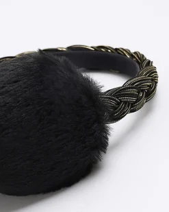 River Island Girls black plait earmuffs< Accessories & Jewellery