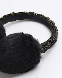 River Island Girls black plait earmuffs< Accessories & Jewellery