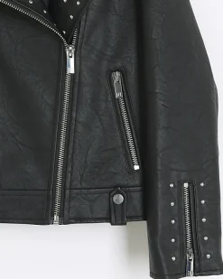 River Island Girls studded faux leather biker jacket< Coats & Jackets