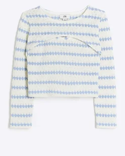 River Island Girls crochet 2 in 1 long sleeve top< Tops & T-shirts