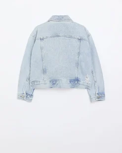 River Island Girls diamante studded denim jacket< Coats & Jackets