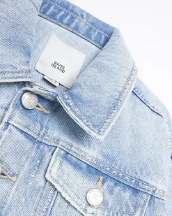 River Island Girls diamante studded denim jacket< Coats & Jackets