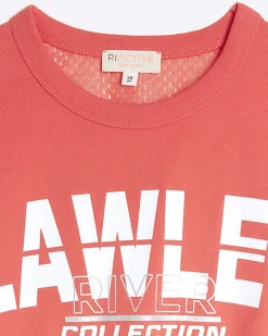 River Island Girls coral RI Active mesh back crop t-shirt< Tops & T-shirts