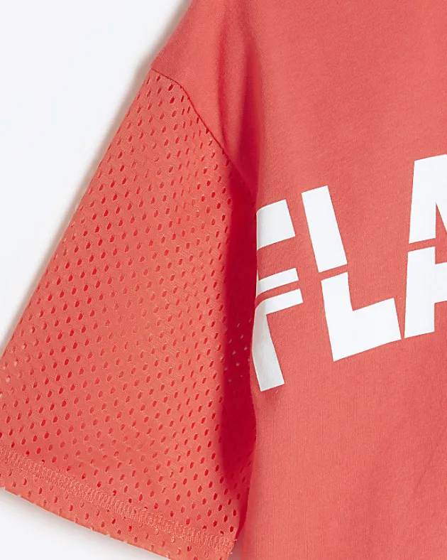 River Island Girls coral RI Active mesh back crop t-shirt< Tops & T-shirts