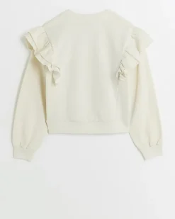 River Island Girls pink frill long sleeve sweatshirt< Tops & T-shirts
