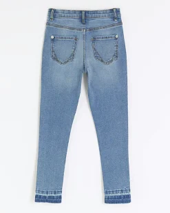 River Island Girls denim let down hem skinny jeans< Jeans