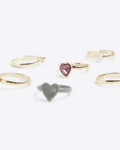 River Island Girls gold diamante ring 6 pack< Accessories & Jewellery