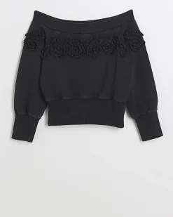 River Island Girls flower bardot sweatshirt< Tops & T-shirts