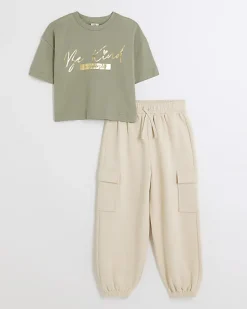 River Island Girls crop t-shirt and joggers set< Sets & Outfits