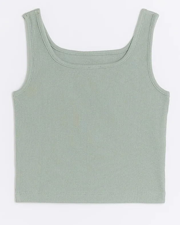 River Island Girls rib embroidered logo crop vest< Tops & T-shirts