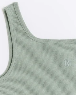 River Island Girls rib embroidered logo crop vest< Tops & T-shirts