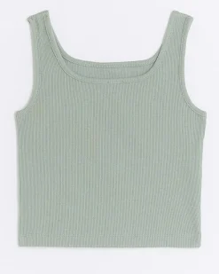 River Island Girls rib embroidered logo crop vest< Tops & T-shirts