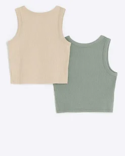 River Island Girls ribbed tank tops 2 pack< Multipacks
