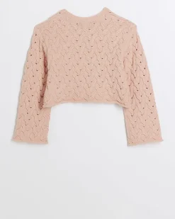 River Island Girls peach textured jumper< Jumpers & Cardigans