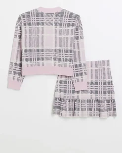 River Island Girls check frill cardigan and skirt set< Sets & Outfits