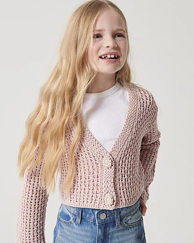 River Island Girls crochet crop cardigan< Jumpers & Cardigans