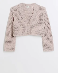 River Island Girls crochet crop cardigan< Jumpers & Cardigans