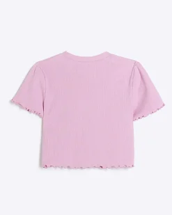 River Island Girls embroidered logo crop t-shirt< Tops & T-shirts