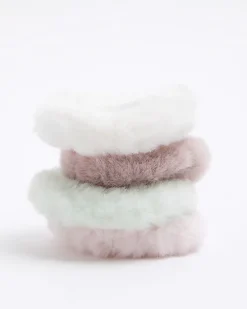 River Island Girls faux fur scrunchie 4 pack< Multipacks