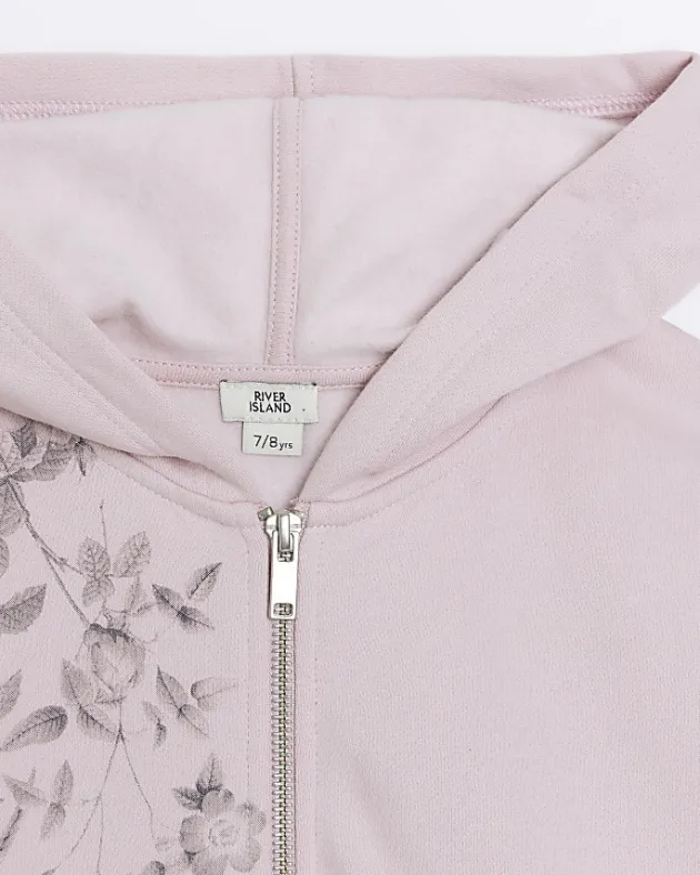 River Island Girls floral zip up hoodie< Tops & T-shirts