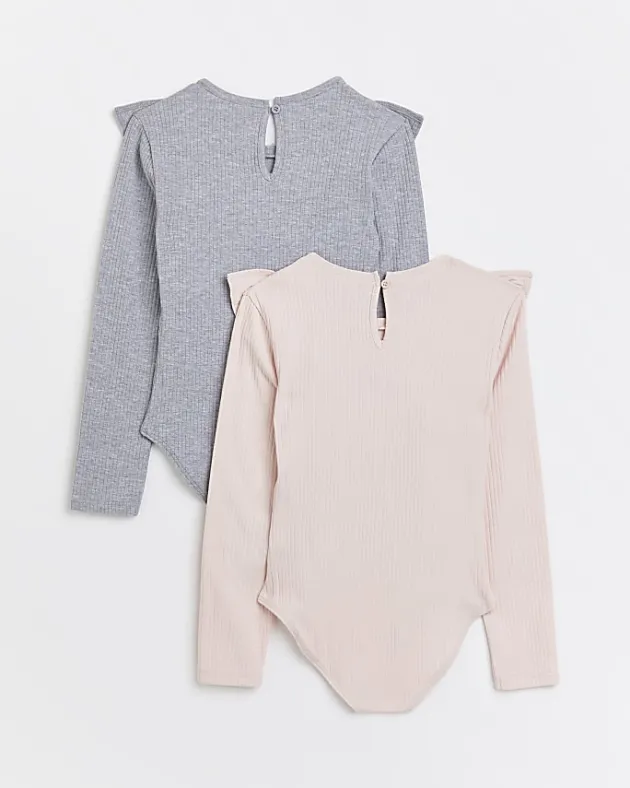 River Island Girls frill ribbed bodysuits 2 pack< Multipacks
