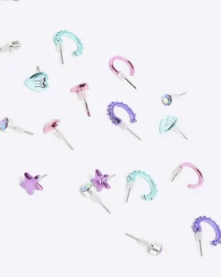 River Island Girls pink hoop and stud earrings 9 pack< Accessories & Jewellery