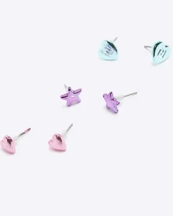 River Island Girls pink hoop and stud earrings 9 pack< Accessories & Jewellery
