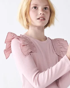 River Island Girls Long Sleeve Rib Frill Bodysuit< Tops & T-shirts