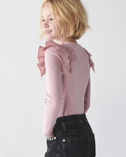 River Island Girls Long Sleeve Rib Frill Bodysuit< Tops & T-shirts