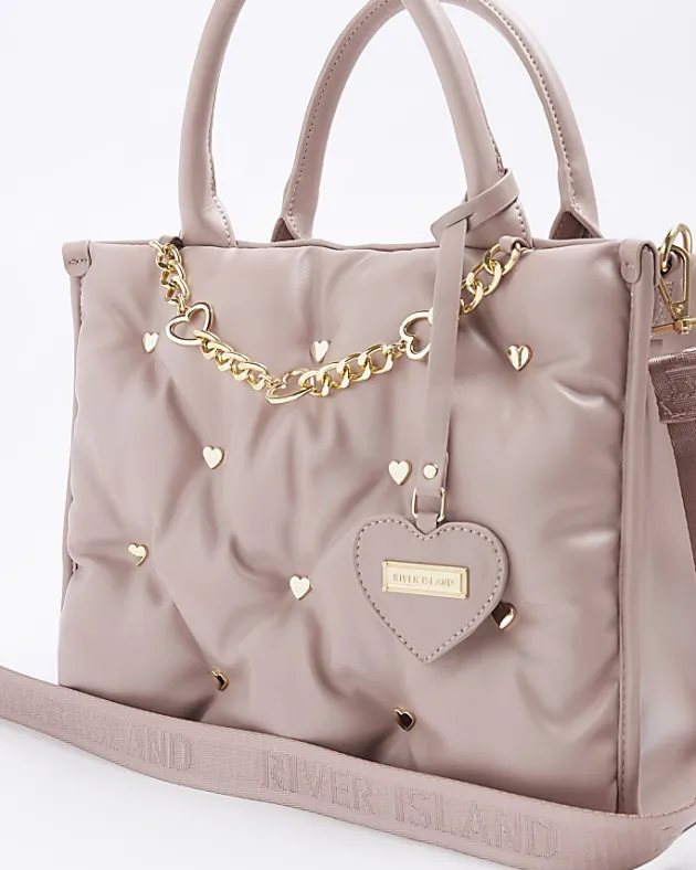 River Island Girls Pu heart stud shopper bag< Bags & Purses