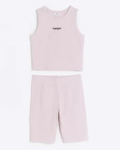 River Island Girls rib tank top and shorts set< Sets & Outfits