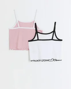 River Island Girls Ribbed Cami top 2 Pack< Multipacks